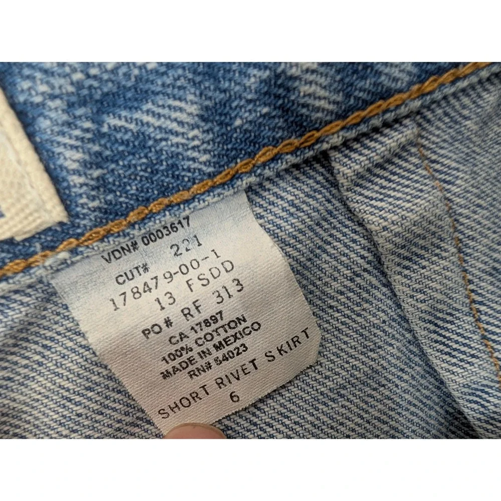 Vintage GAP Denim Midi‎ Skirt Size 6 Short Rivet Cotton 90s Classic Retro Slit